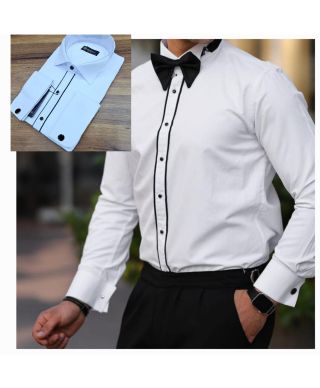 Camicia bianca doppiopolso con profilo nero