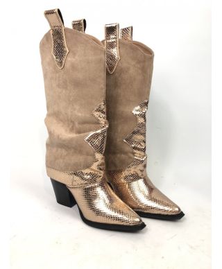 Stivali texani - beige - Tacco alto