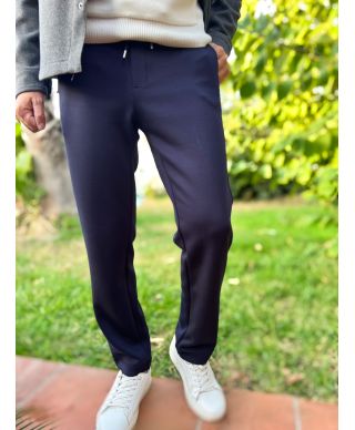 Eleganckie męskie spodnie dresowe Fabius w kolorze granatowym – Paul Miranda