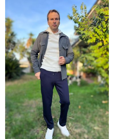 Eleganckie męskie spodnie dresowe Fabius w kolorze granatowym – Paul Miranda