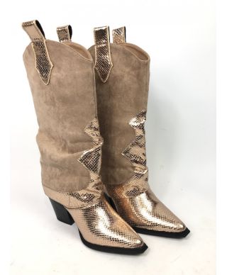 Stivali texani - beige - Tacco alto