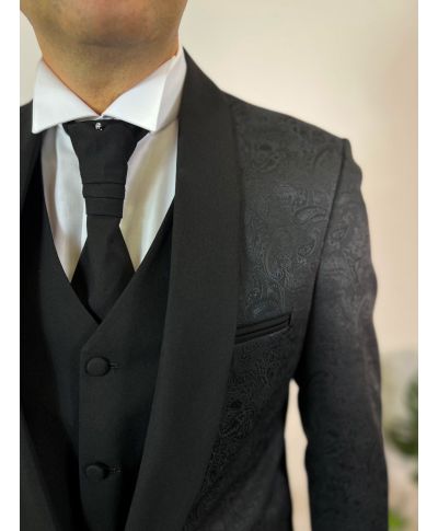 Smoking uomo damascato con gilet - Damasco