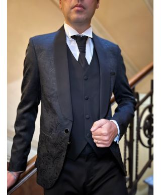 Smoking uomo damascato con gilet - Damasco