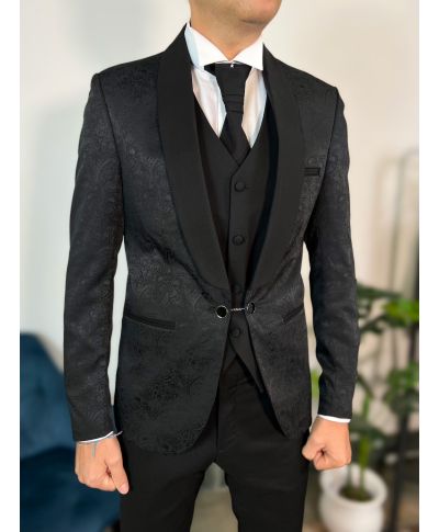 Smoking uomo damascato con gilet - Damasco