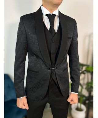 Smoking uomo damascato con gilet - Damasco