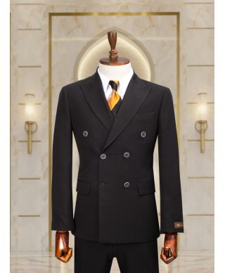 Elegancki garnitur męski, dwurzędowy - Czarny - Model Savi