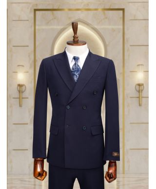 Elegancki garnitur męski, dwurzędowy - Ciemnoniebieski - Szkocja