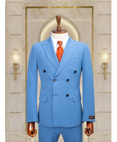 Turkusowy garnitur męski dwurzędowy – Szkocja