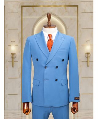 Turkusowy garnitur męski dwurzędowy – Szkocja