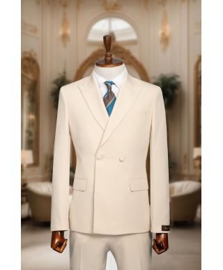 Dwurzędowy garnitur męski beżowy – Szkocja