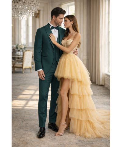 Smoking uomo con gilet, verde - Pascal