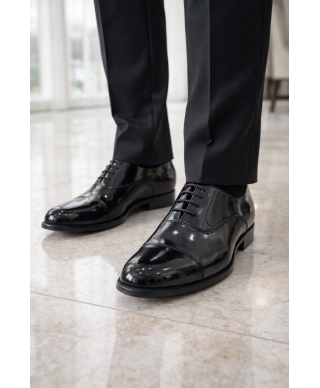 Klasyczne buty męskie Torino – Czarne francesiny – Naturalna skóra - Made in Italy