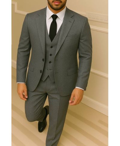 Garnitur męski z kamizelką w kolorze butelkowej zieleni – Nicolas