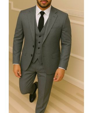 Garnitur męski z kamizelką w kolorze butelkowej zieleni – Nicolas