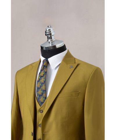 Abito uomo, cammello - Con gilet doppiopetto