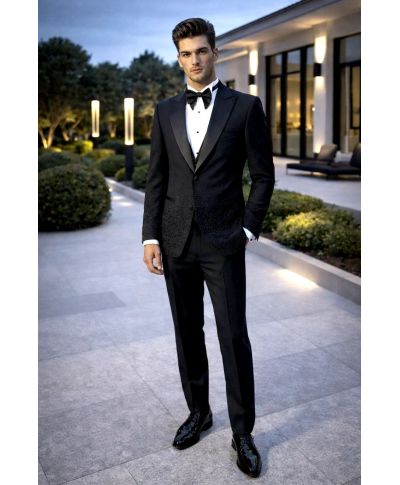 Luksusowy smoking męski z efektem brillant – Model Los Angeles na wieczorowe wyjścia