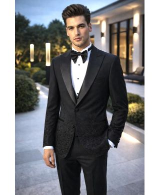 Luksusowy smoking męski z efektem brillant – Model Los Angeles na wieczorowe wyjścia
