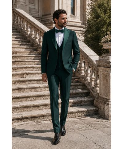 Smoking uomo con gilet, verde - Pascal