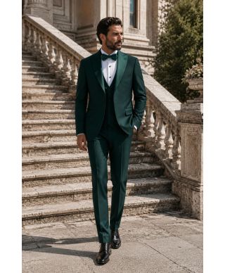 Smoking uomo con gilet, verde - Pascal