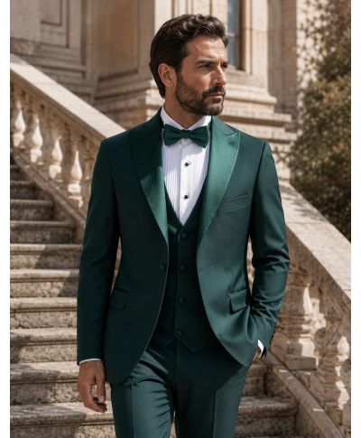 Smoking uomo con gilet, verde - Pascal