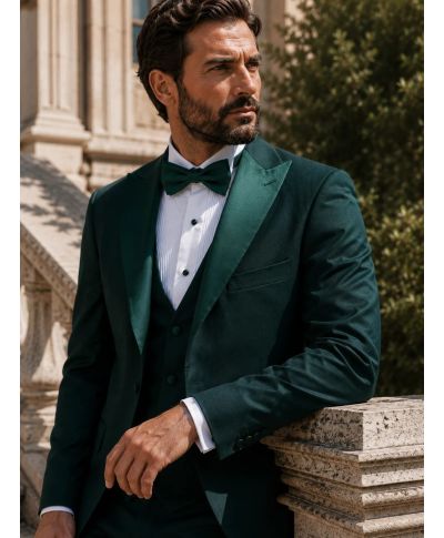 Smoking uomo con gilet, verde - Pascal
