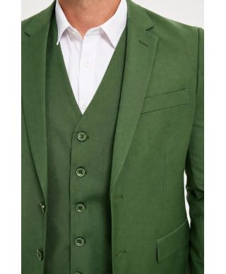 Garnitur męski z kamizelką - Kolor zielony  - Elegancki komplet slim fit - Galway