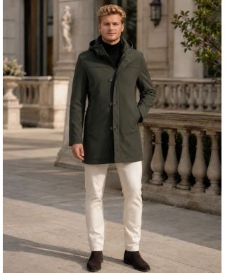 Trencz z kapturem, tkanina techniczna - Paul Miranda – Made in Italy