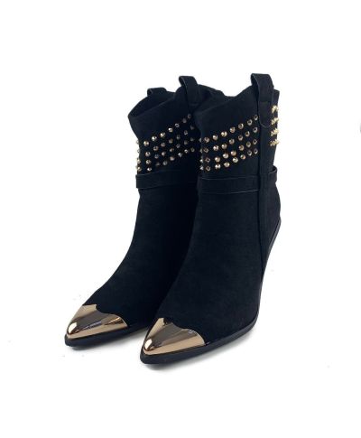 Texani neri - Con borchie oro - Camoscio