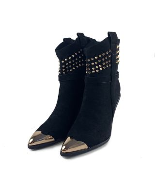 Texani neri - Con borchie oro - Camoscio