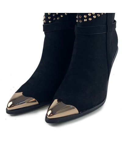 Texani neri - Con borchie oro - Camoscio