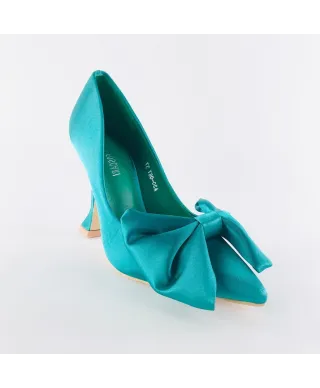 Decollette verde - in raso con fiocco