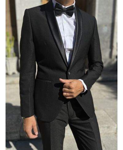 Smoking nero, elegante - Tessuto liscio