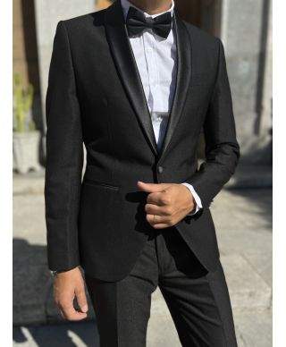 Smoking nero, elegante - Tessuto liscio