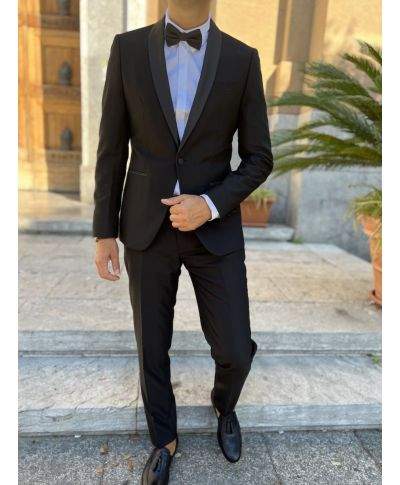 Smoking nero, elegante - Tessuto liscio