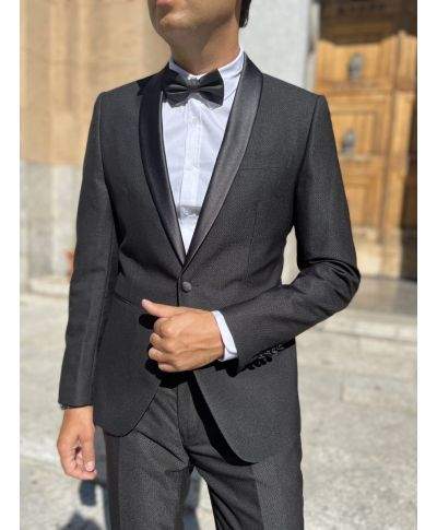 Smoking nero, elegante - Tessuto liscio
