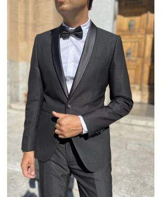 Smoking nero, elegante - Tessuto liscio
