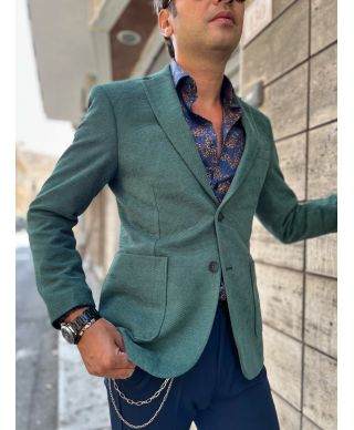 Marynarka męska, sportowa - model slim - Zielona