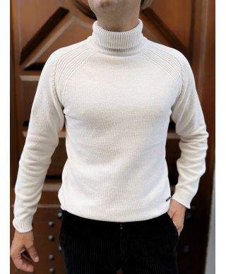 Dolcevita uomo, bianco - Elasticizzato in ciniglia