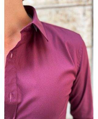 Camicia uomo bordeaux - Camicie collo classico - Slim