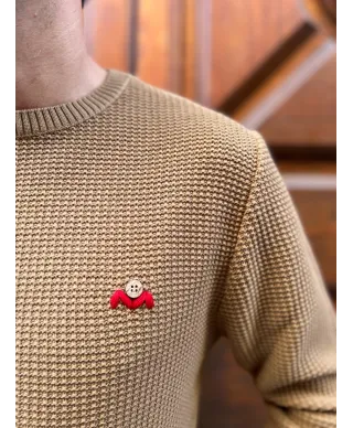 Maglia uomo cammello, con toppe - made in Italy