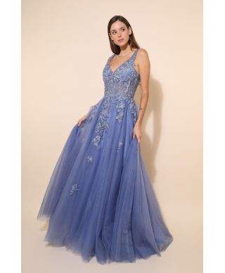Vestito diciottesimo compleanno - Azzurro - corpetto decorato - gonna ampia
