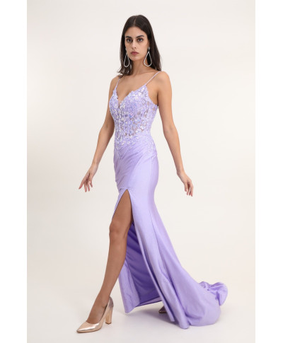 Abito  donna elegante - Lungo -   Modello sirena –  colore lilla