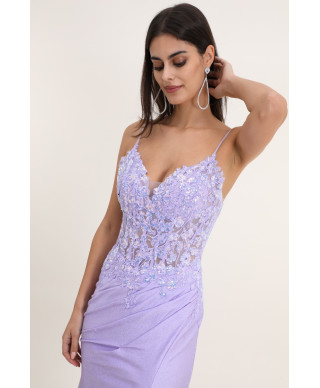 Abito  donna elegante - Lungo -   Modello sirena –  colore lilla