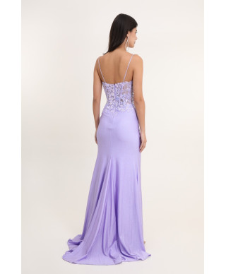 Abito  donna elegante - Lungo -   Modello sirena –  colore lilla