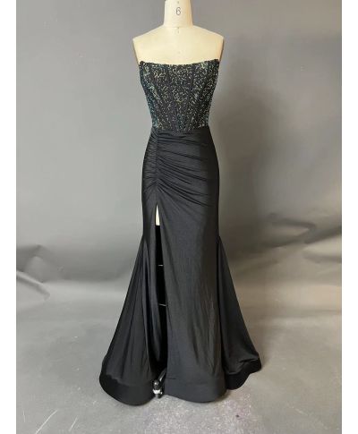 Vestito a sirena - Da cerimonia - spacco sul la coscia - Colore nero