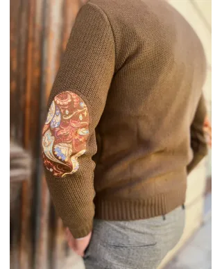 Maglia uomo marrone, con toppe - made in Italy
