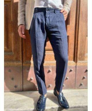 Pantaloni uomo blu, puro lino - Paul Miranda