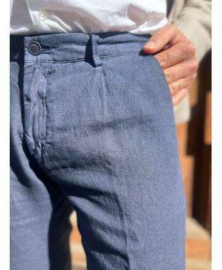 Pantaloni uomo blu, puro lino - Paul Miranda