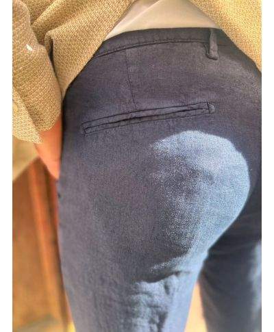 Pantaloni uomo blu, puro lino - Paul Miranda