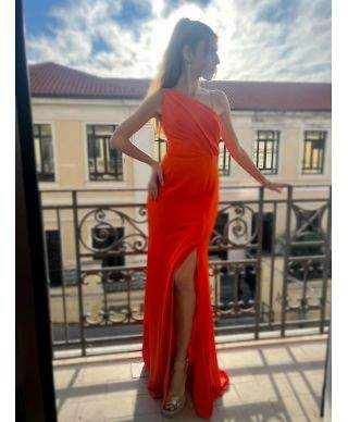 Vestito da cerimonia - Lungo - Monospalla - Arancione